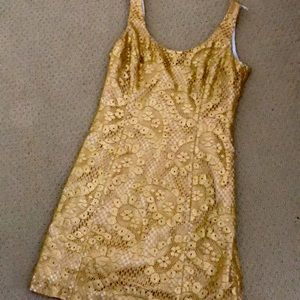 Lilly Pulitzer gold lace cocktail dress